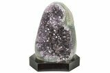 Deep Purple Amethyst Geode With Wood Base - Uruguay #275683-1